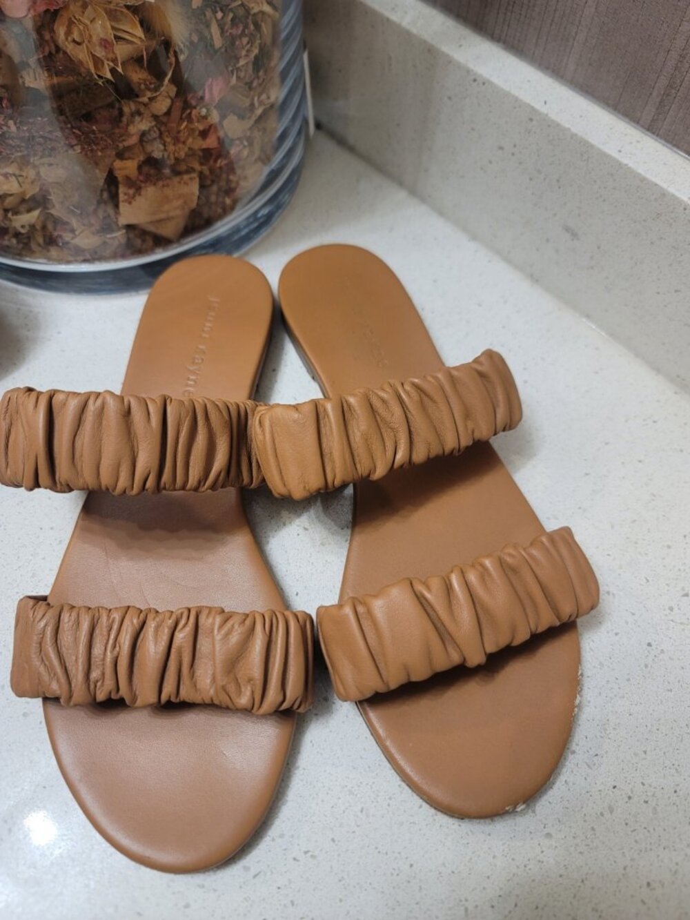 Jenni Kayne Leather Dune Strappy Sandal Style Size 37/6.5 in Walnut Color